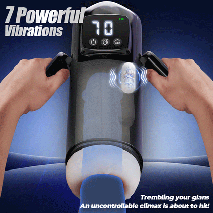 Phantom - 7 Suctions 7 Vibrations  Dual Handles  Large Granule Channel Texture  Male Masturbator